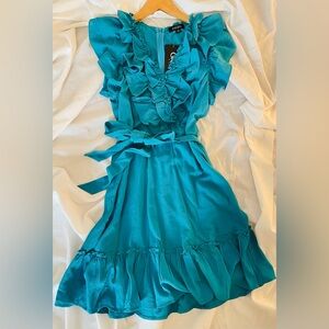 Vibrant Blue Ruffle Mini Dress